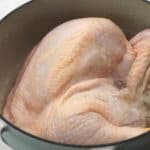 chicken, cover with water and leave