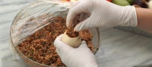 Stuffing mahshi eggplant