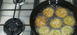 When the falafel takes on a copper color, flip it over to the other side