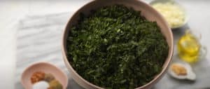 Chop the parsley, dill and coriander