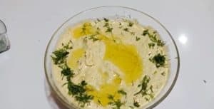 Add olive oil and a little dill to decorate the pope ganoush
